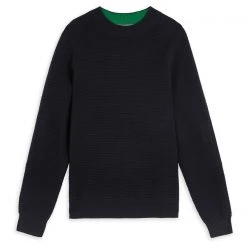 Ted Baker Hansan Textured Crew Sweatshirt for Big & Tall Knitwear Colour Navy