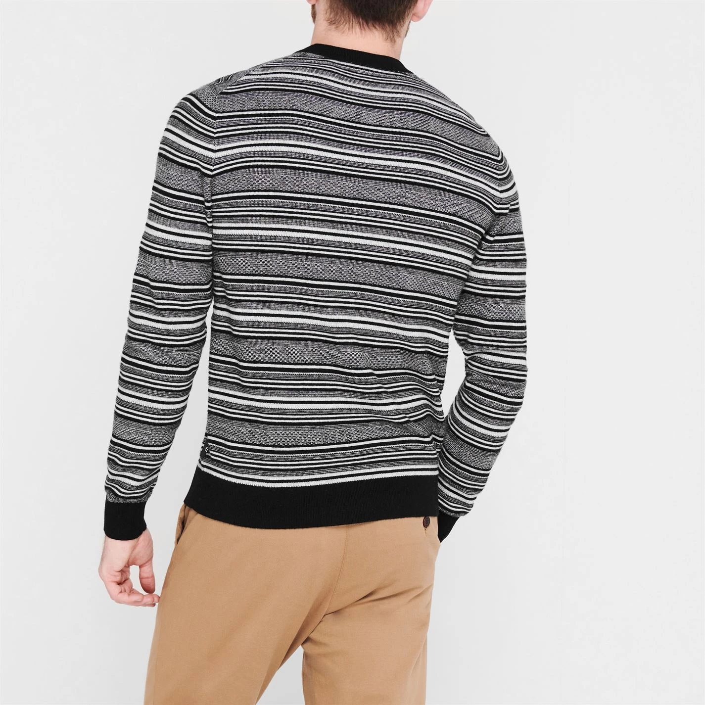 Ted Baker Lowther Stripe Crew Sweater for Big & Tall Knitwear Colour Black 5 Ted Baker Lowther Stripe Crew Sweater for Big & Tall Knitwear Colour Black - Image 3