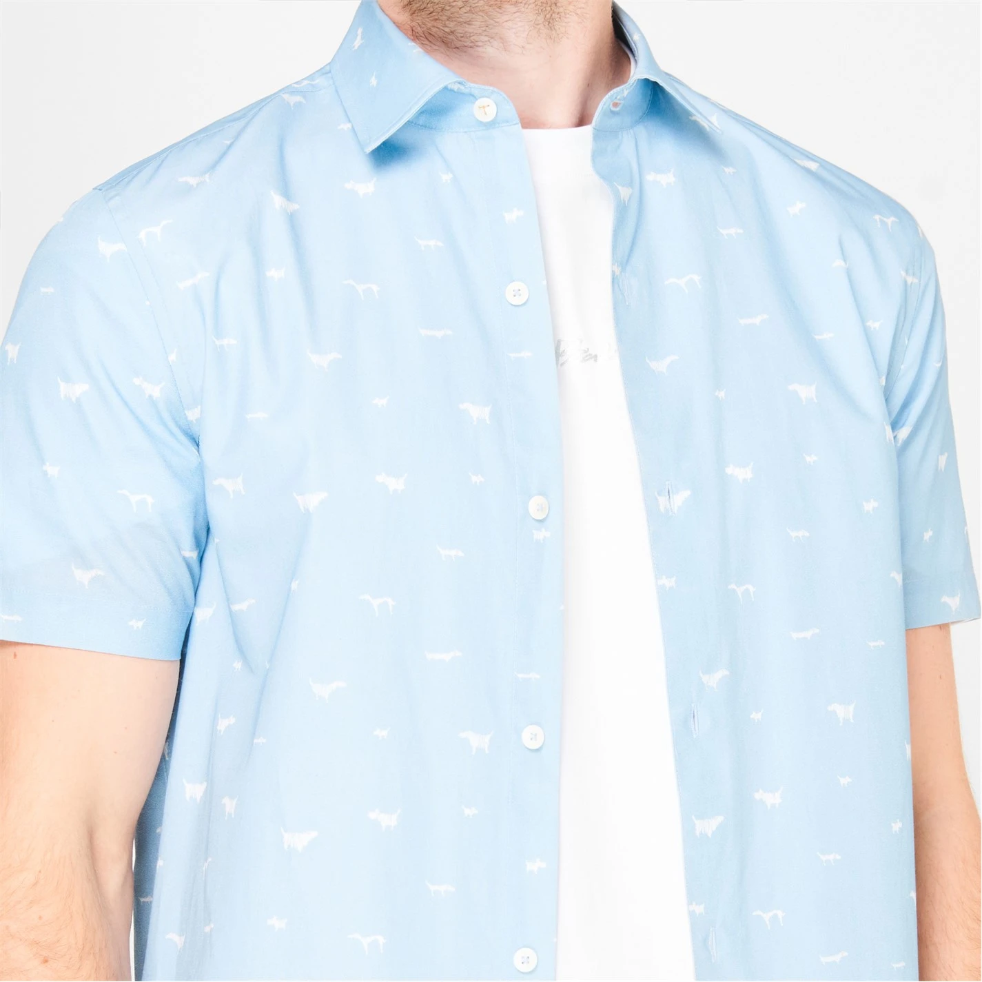 Ted Baker Ted Baker Prusa Short Sleeve Shirt Mens for Casual Shirts Colour Lt-Blue 6 Ted Baker Ted Baker Prusa Short Sleeve Shirt Mens for Casual Shirts Colour Lt-Blue - Image 4
