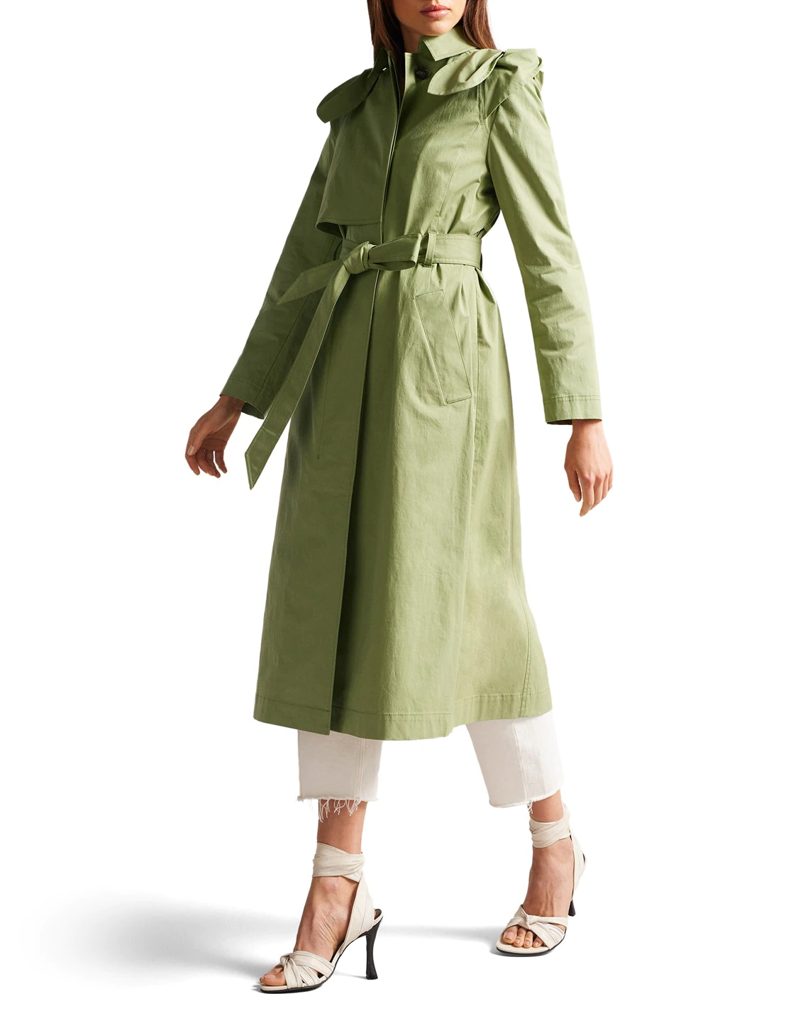 Ted Baker Martna Voluminous Sleeve Trench Coat for Coats & Jackets Colour Mid-Green 4 Ted Baker Martna Voluminous Sleeve Trench Coat for Coats & Jackets Colour Mid-Green - Image 2