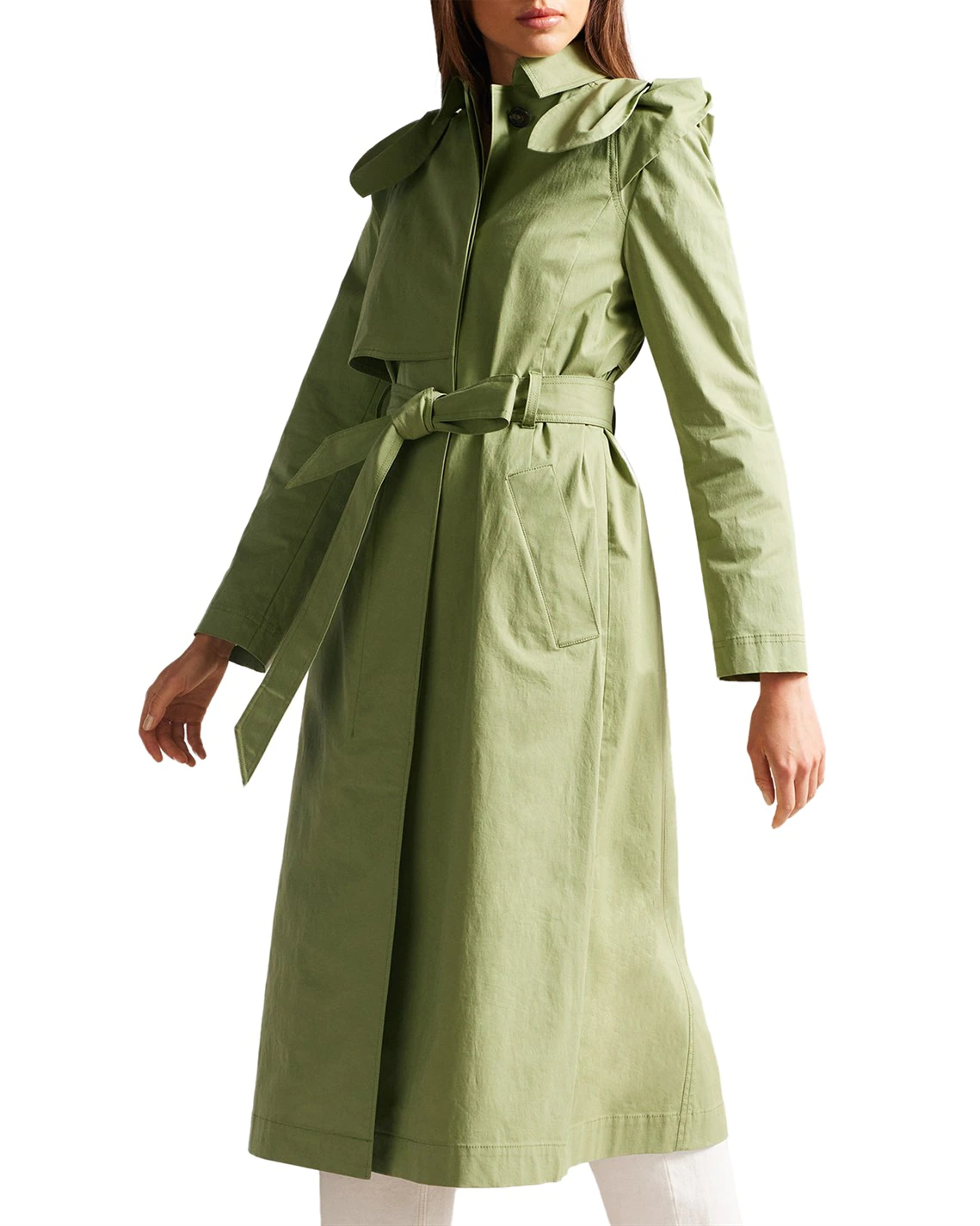 Ted Baker Martna Voluminous Sleeve Trench Coat for Coats & Jackets Colour Mid-Green 6 Ted Baker Martna Voluminous Sleeve Trench Coat for Coats & Jackets Colour Mid-Green - Image 4