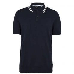 Ted Baker Ted Baker Brooch Knit Polo Shirt Mens for Polo Shirts Colour Navy