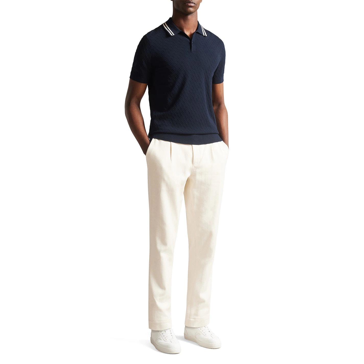 Ted Baker Ted Baker Brooch Knit Polo Shirt Mens for Polo Shirts Colour Navy 4 Ted Baker Ted Baker Brooch Knit Polo Shirt Mens for Polo Shirts Colour Navy - Image 2