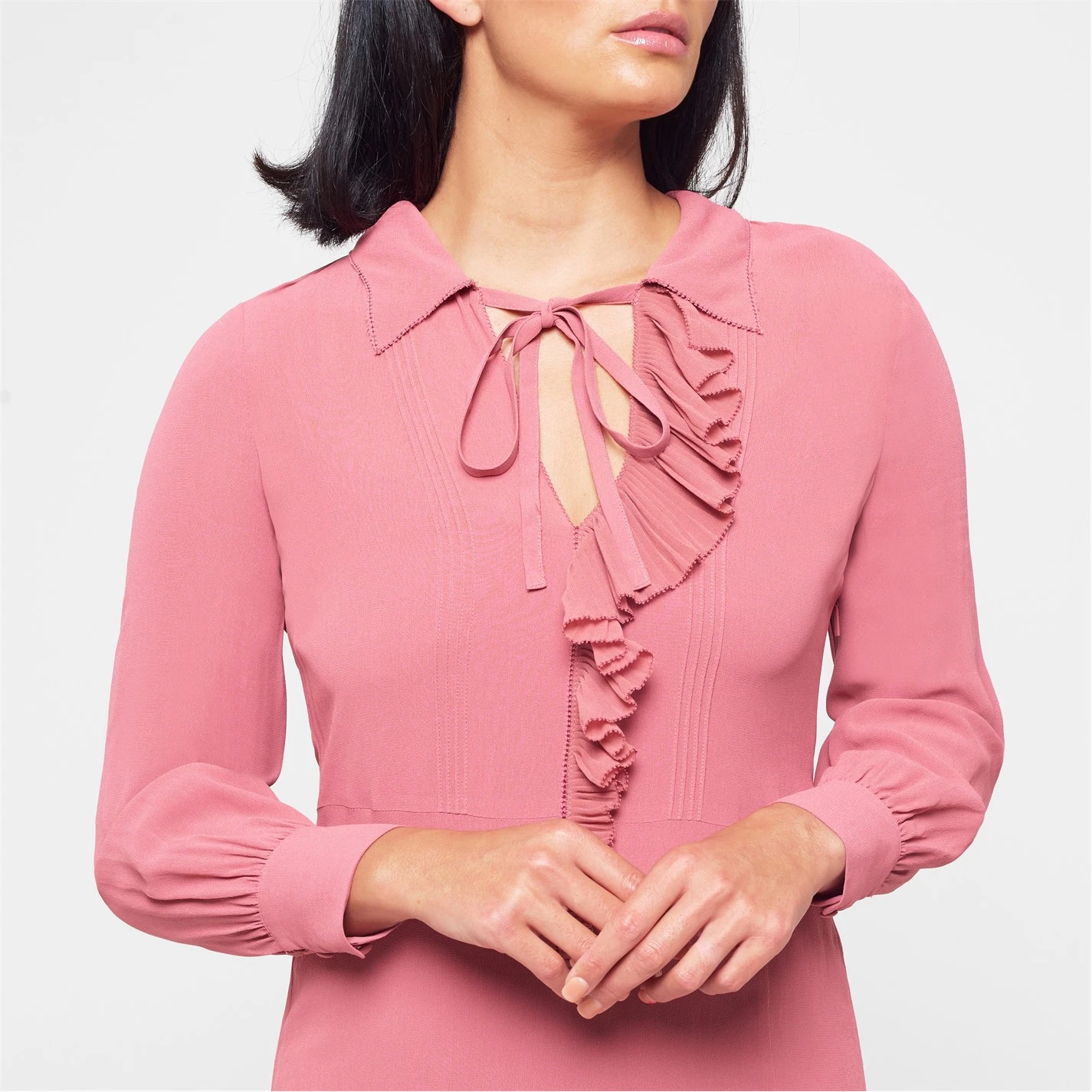 Ted Baker Faith Ruffle Dress for Dresses Colour Mid-Pink 6 Ted Baker Faith Ruffle Dress for Dresses Colour Mid-Pink - Image 4
