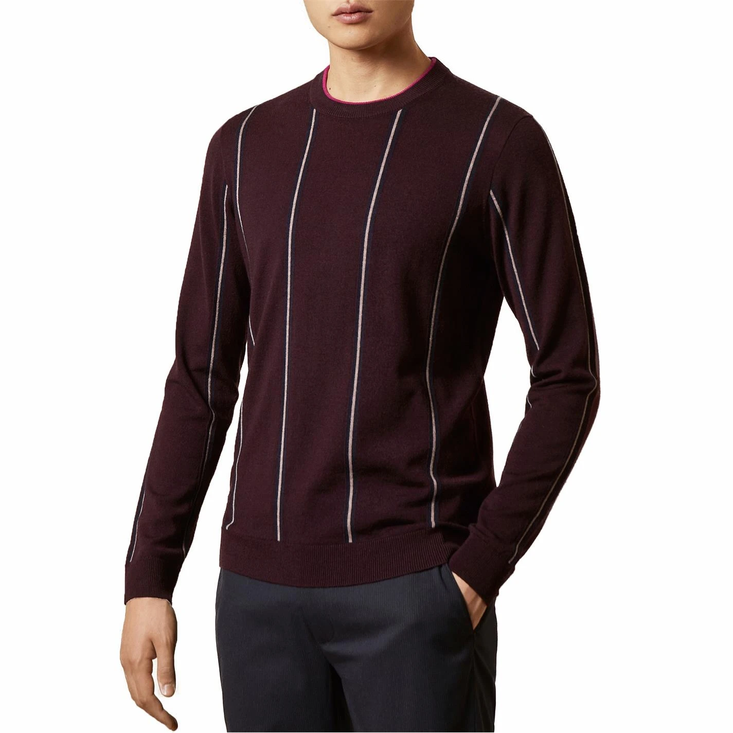 Ted Baker Chifke Crew Sweater for Big & Tall Knitwear Colour Dark Red 4 Ted Baker Chifke Crew Sweater for Big & Tall Knitwear Colour Dark Red - Image 2