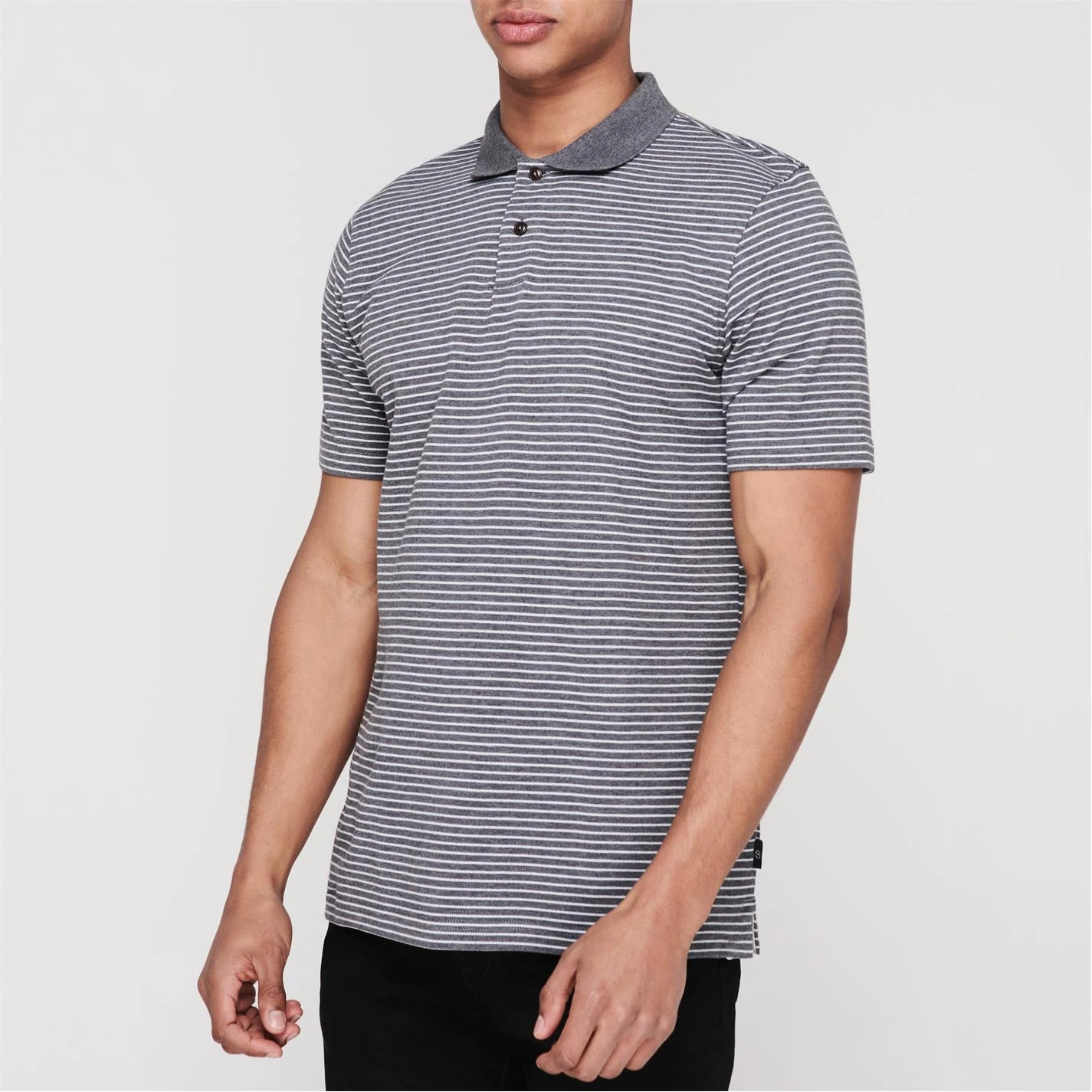 Ted Baker Ravens Striped Polo Shirt for Polo Shirts Colour Grey Marl 4 Ted Baker Ravens Striped Polo Shirt for Polo Shirts Colour Grey Marl - Image 2