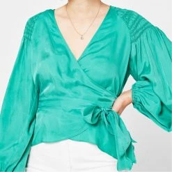 Ted Baker Tavia Wrap Blouse for Blouses & Shirts Colour Mid Green 10 Ted Baker Tavia Wrap Blouse for Blouses & Shirts Colour Mid Green -Outlet Wardrobe Mix Store 54378515 xxl a3