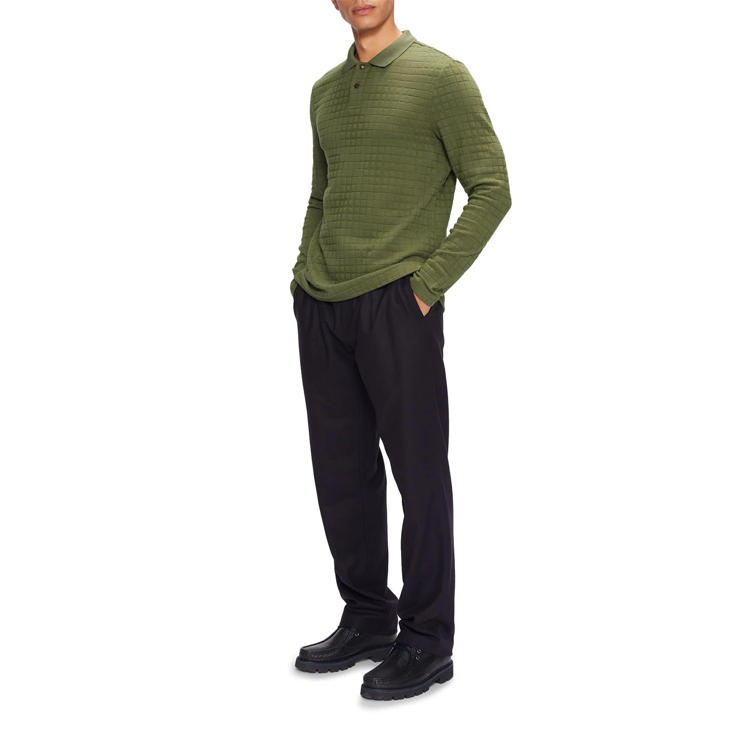 Ted Baker Chaser Textured Polo Shirt for Polo Shirts Colour Khaki 6 Ted Baker Chaser Textured Polo Shirt for Polo Shirts Colour Khaki - Image 4