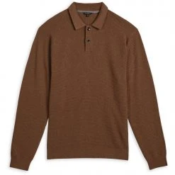 Ted Baker Batha Long Sleeve Polo Shirt for Polo Shirts Colour Camel