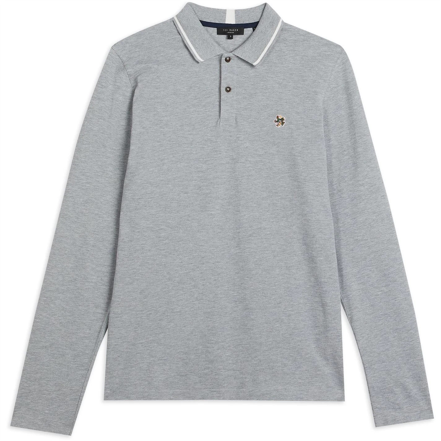 Ted Baker Fulhumm Long Sleeved Polo Shirt for Polo Shirts Colour Lt-Grey 3 Ted Baker Fulhumm Long Sleeved Polo Shirt for Polo Shirts Colour Lt-Grey