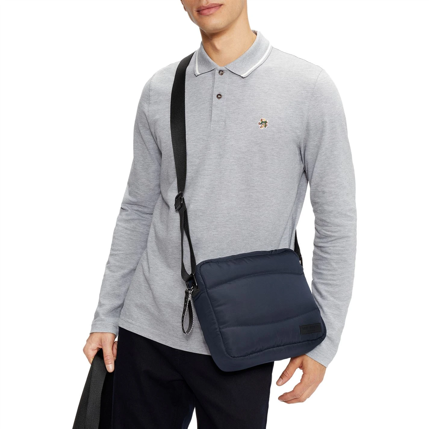 Ted Baker Fulhumm Long Sleeved Polo Shirt for Polo Shirts Colour Lt-Grey 4 Ted Baker Fulhumm Long Sleeved Polo Shirt for Polo Shirts Colour Lt-Grey - Image 2