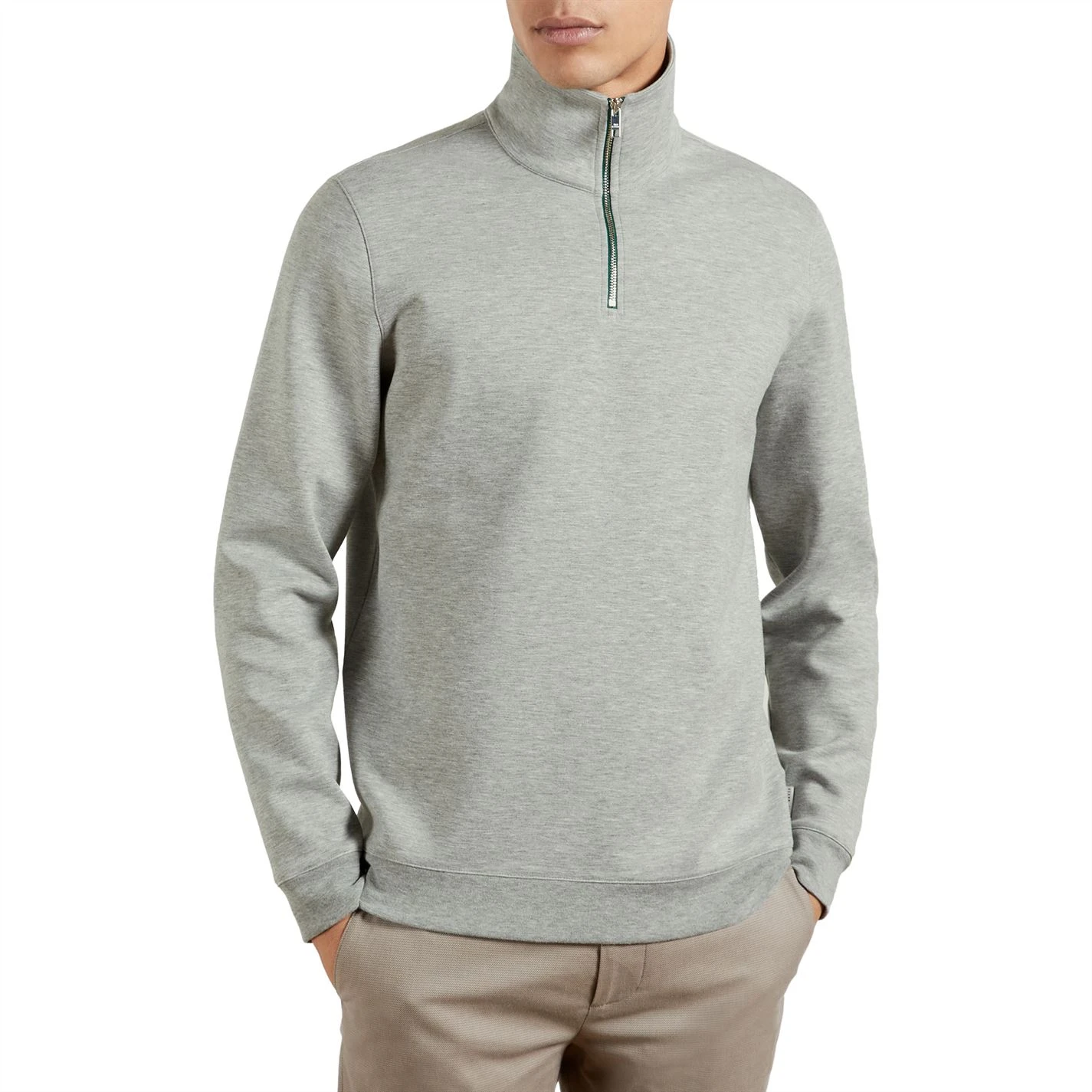 Ted Baker Ayfive Zip Sweatshirt for Big & Tall Knitwear Colour Grey-Marl 4 Ted Baker Ayfive Zip Sweatshirt for Big & Tall Knitwear Colour Grey-Marl - Image 2