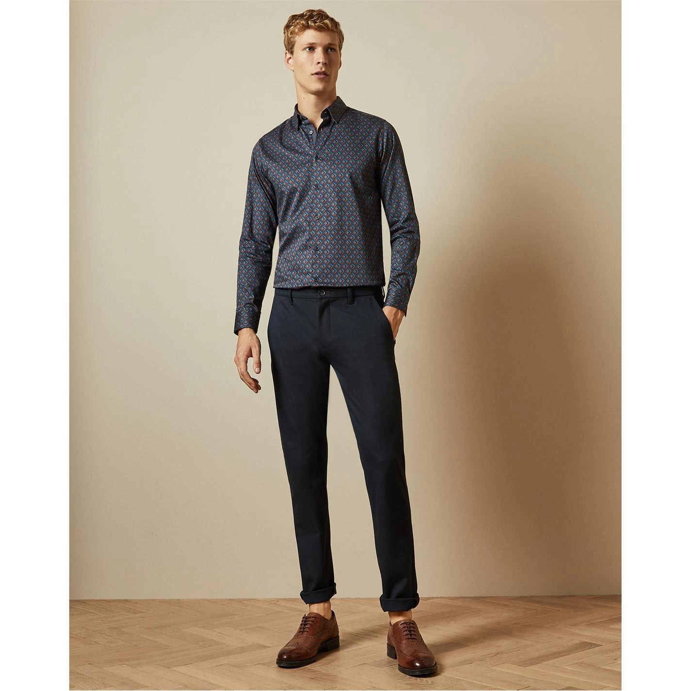 Ted Baker Ted Baker Glace Print Shirt Mens for Casual Shirts Colour Navy 4 Ted Baker Ted Baker Glace Print Shirt Mens for Casual Shirts Colour Navy - Image 2