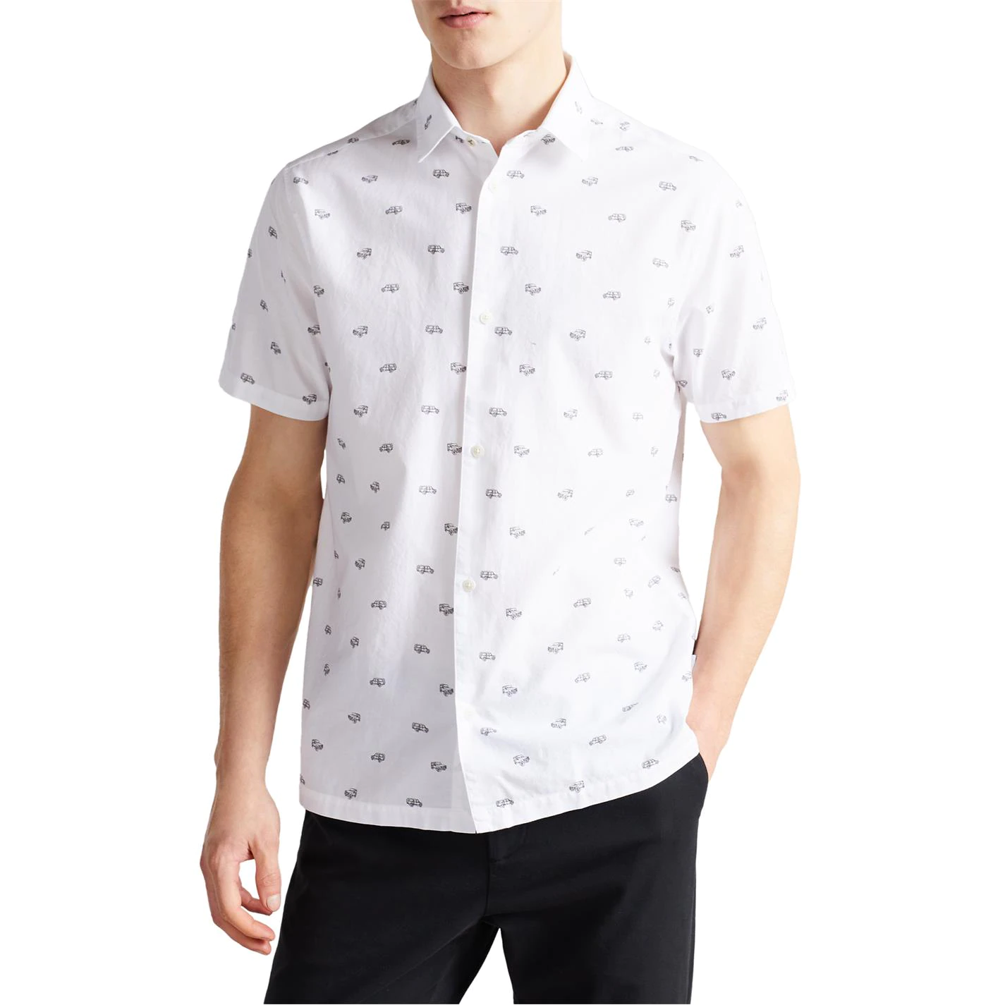 Ted Baker Deaconn Car Print Short Sleeve Shirt for Casual Shirts Colour White 5 Ted Baker Deaconn Car Print Short Sleeve Shirt for Casual Shirts Colour White - Image 3