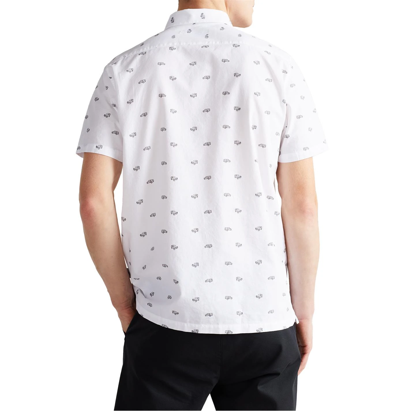 Ted Baker Deaconn Car Print Short Sleeve Shirt for Casual Shirts Colour White 6 Ted Baker Deaconn Car Print Short Sleeve Shirt for Casual Shirts Colour White - Image 4