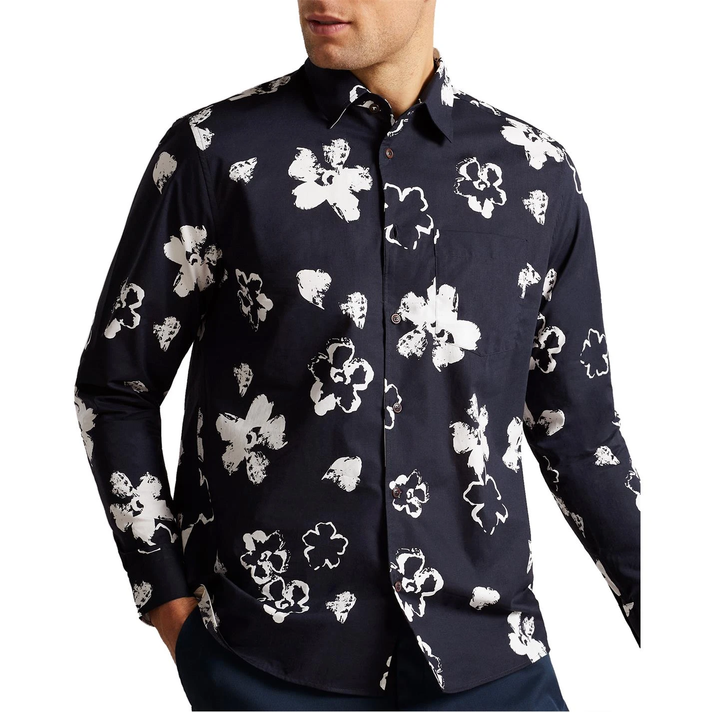 Ted Baker Sevlo Floral Shirt for Casual Shirts Colour Navy 6 Ted Baker Sevlo Floral Shirt for Casual Shirts Colour Navy - Image 4