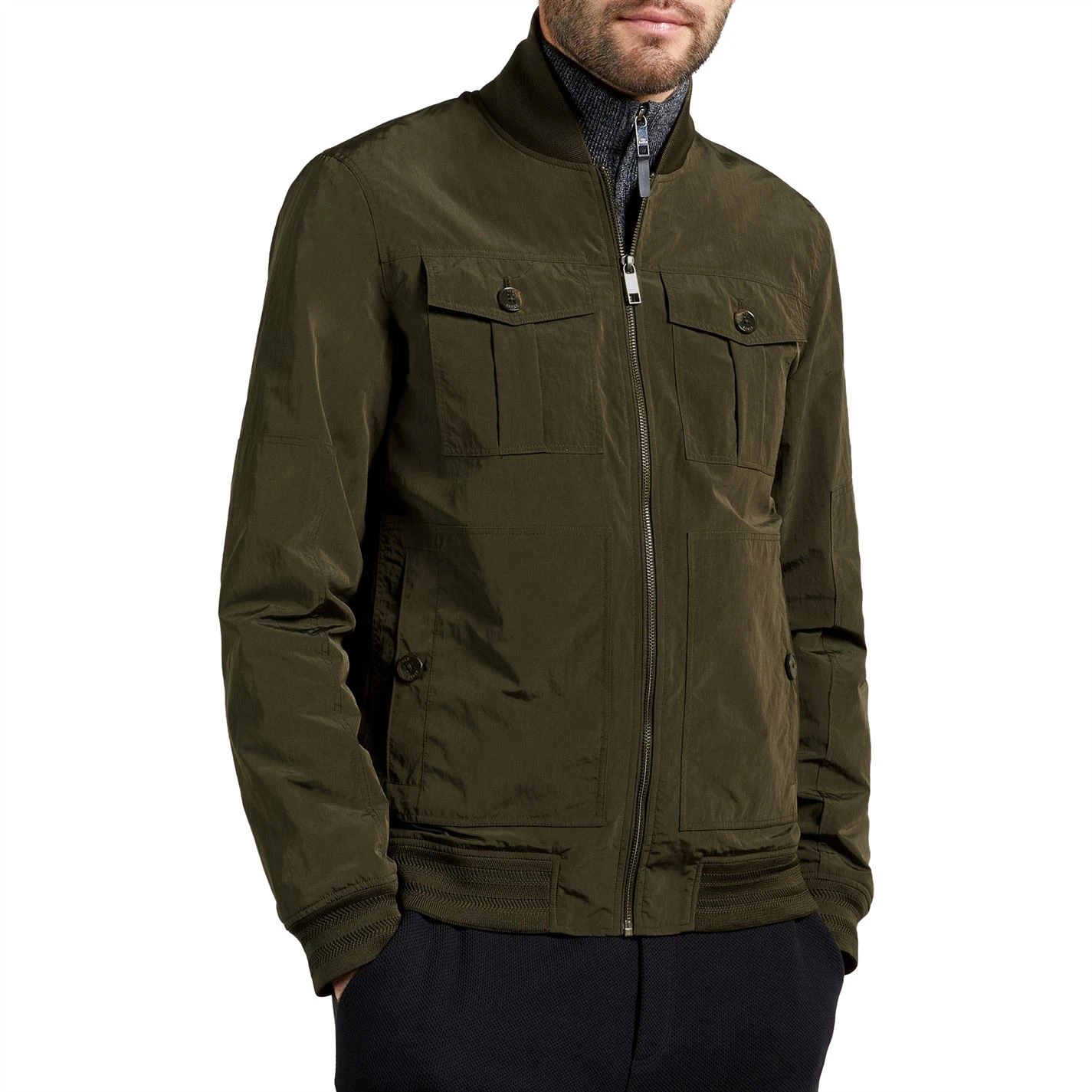 Ted Baker Geers Bomber Jacket for Big & Tall Coats & Jackets Colour Olive 4 Ted Baker Geers Bomber Jacket for Big & Tall Coats & Jackets Colour Olive - Image 2