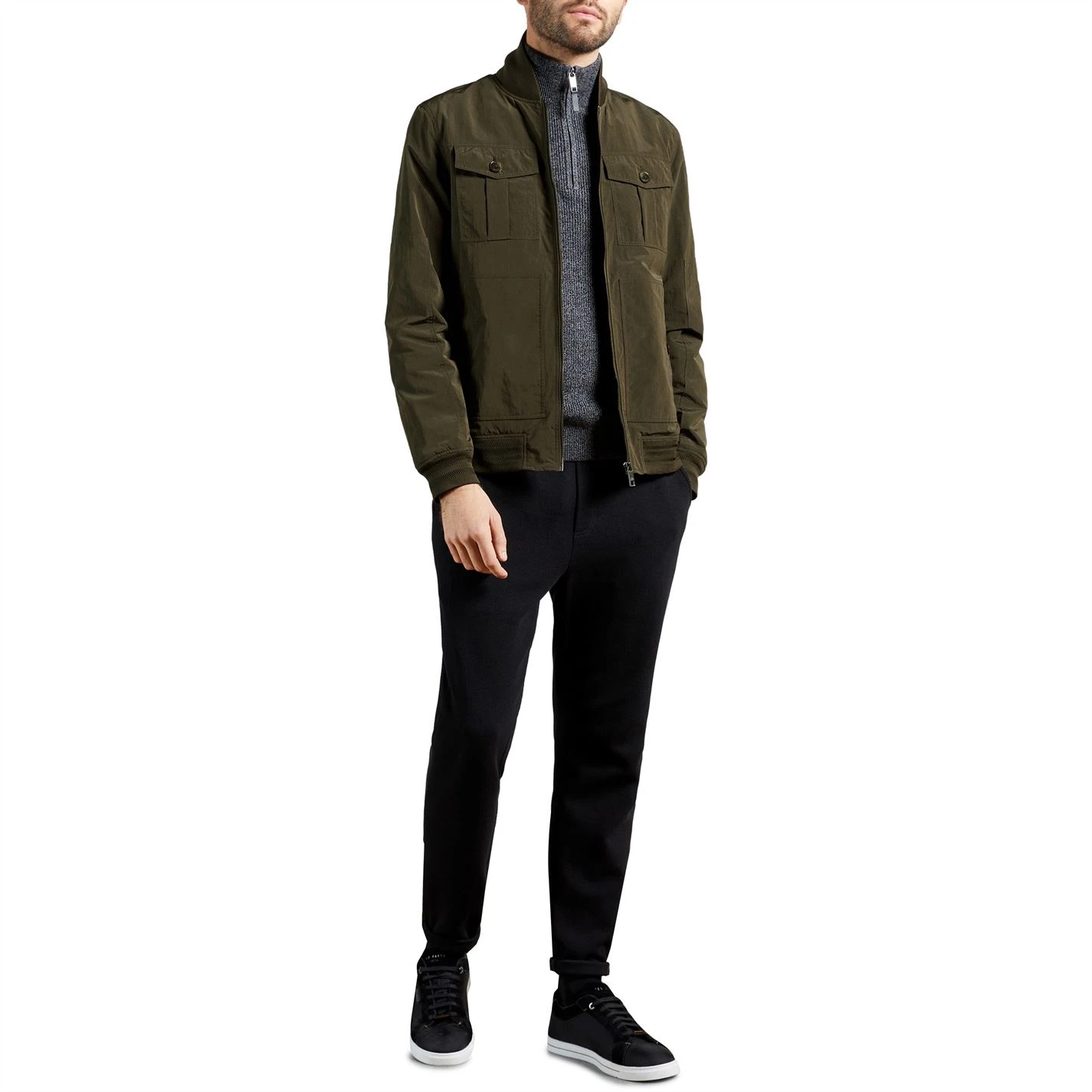 Ted Baker Geers Bomber Jacket for Big & Tall Coats & Jackets Colour Olive 6 Ted Baker Geers Bomber Jacket for Big & Tall Coats & Jackets Colour Olive - Image 4