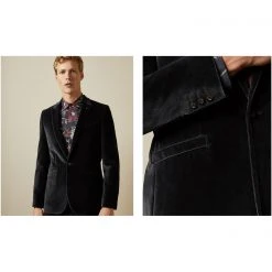 Ted Baker Galway Velvet Blazer for Coats & Jackets Colour Grey -Outlet Wardrobe Mix Store 61198402 xxl a2
