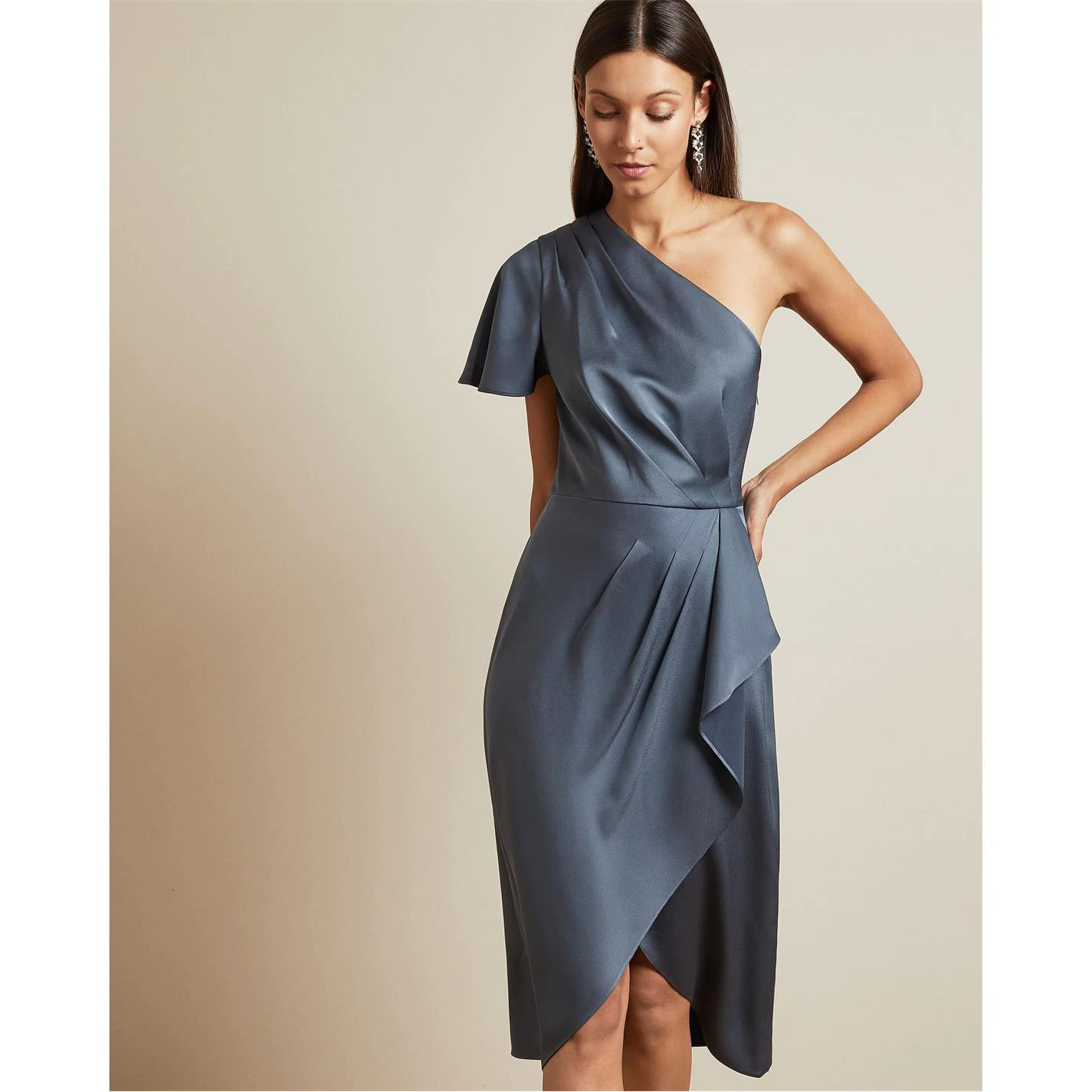 Ted Baker Ridah Waterfall Dress for Bridesmaid Dresses Colour Gunmetal 4 Ted Baker Ridah Waterfall Dress for Bridesmaid Dresses Colour Gunmetal - Image 2