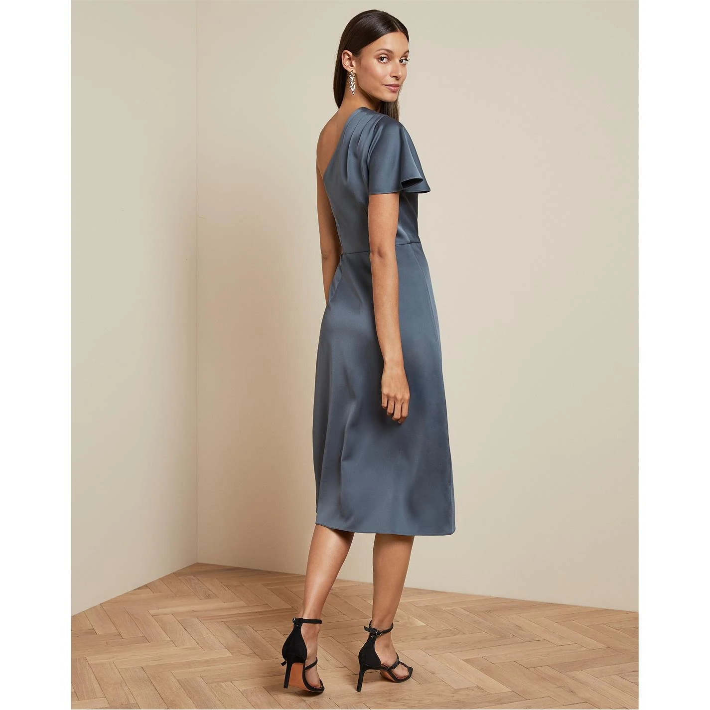 Ted Baker Ridah Waterfall Dress for Bridesmaid Dresses Colour Gunmetal 5 Ted Baker Ridah Waterfall Dress for Bridesmaid Dresses Colour Gunmetal - Image 3