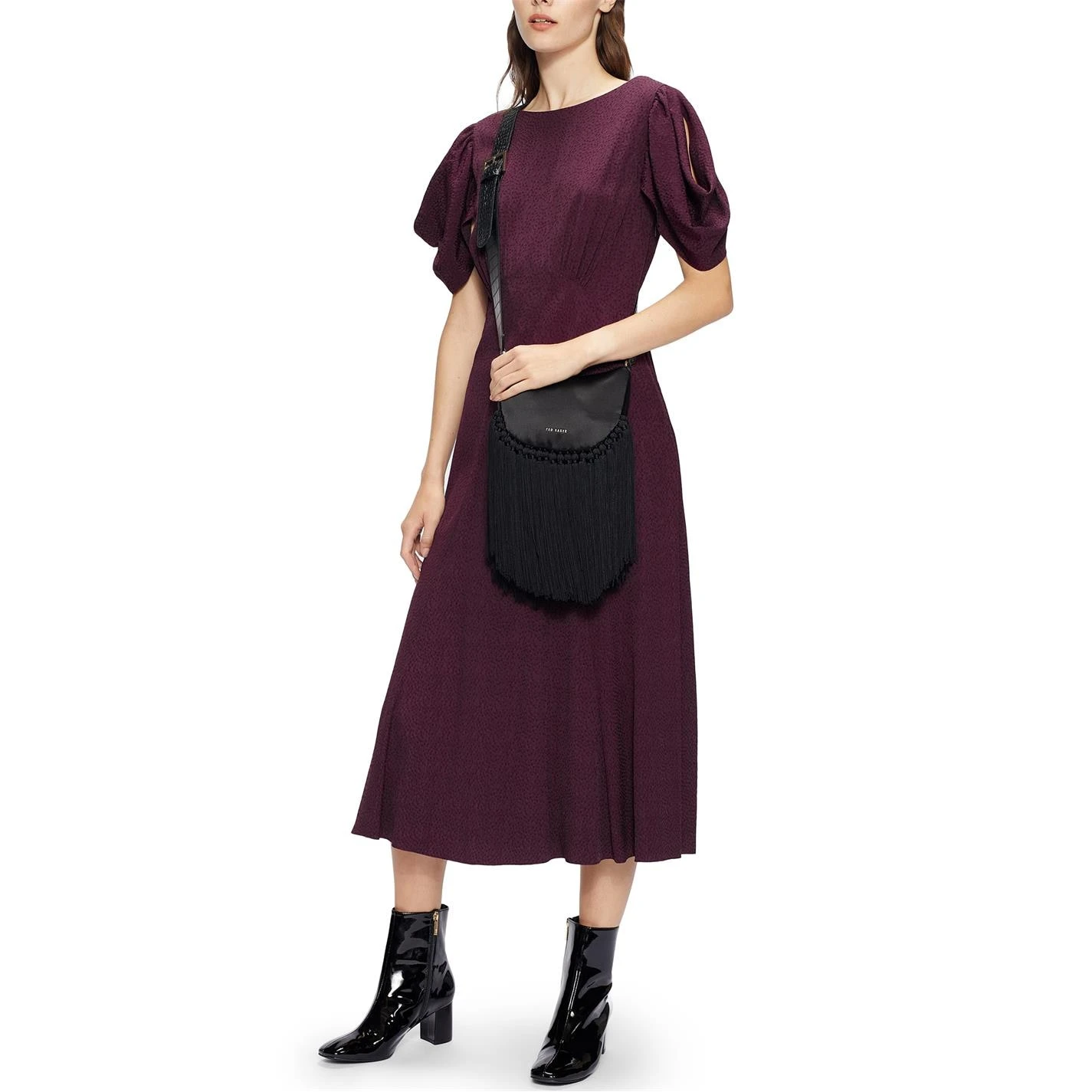 Ted Baker Tulipi Midi Tea Dress for Wedding Guest Dresses Colour Dp Purple 4 Ted Baker Tulipi Midi Tea Dress for Wedding Guest Dresses Colour Dp Purple - Image 2