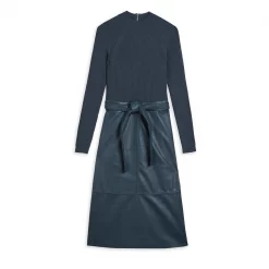 Ted Baker Alltaa Knit And Faux Leather Dress for Dresses Colour Midnight