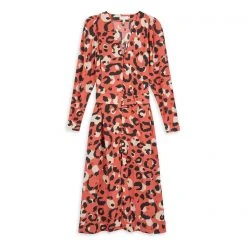 Ted Baker Ted Leopard Isbeil Midi A Line Dress for Dresses Colour Coral