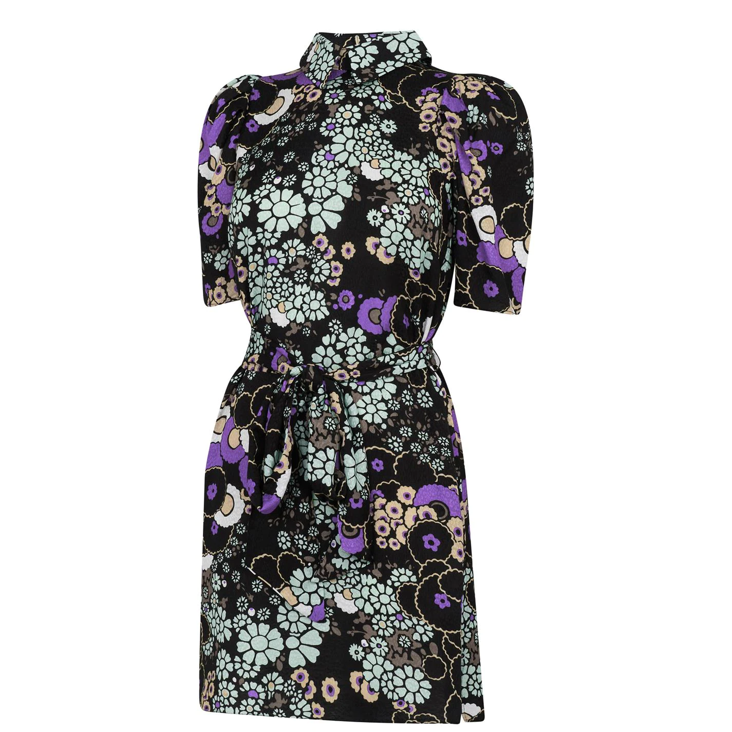 Ted Baker Saskiie Puff Shoulder Floral Mini Dress for Dresses Colour Black 8 Ted Baker Saskiie Puff Shoulder Floral Mini Dress for Dresses Colour Black - Image 6
