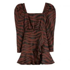 Ted Baker Brodii Exaggerated Shoulder Dress for Dresses Colour Brown