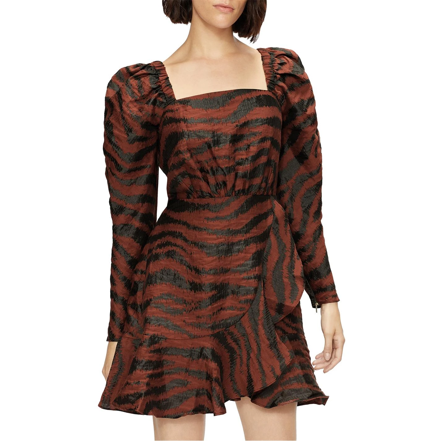 Ted Baker Brodii Exaggerated Shoulder Dress for Dresses Colour Brown 4 Ted Baker Brodii Exaggerated Shoulder Dress for Dresses Colour Brown - Image 2