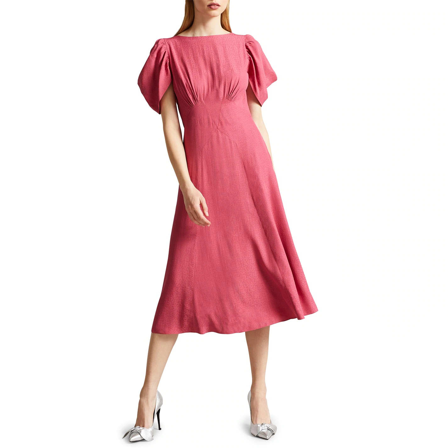 Ted Baker Tulipi Midi Dress for Wedding Guest Dresses Colour Mid Pink 4 Ted Baker Tulipi Midi Dress for Wedding Guest Dresses Colour Mid Pink - Image 2