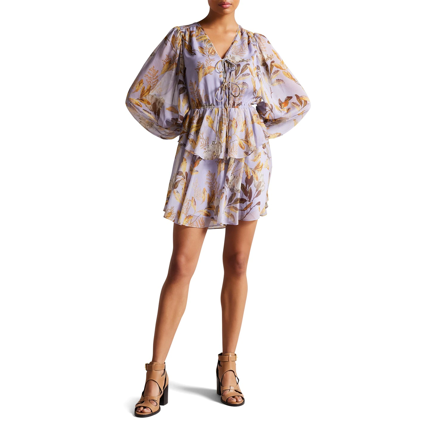 Ted Baker Gretia V-Neck Dress for Dresses Colour Lilac 4 Ted Baker Gretia V-Neck Dress for Dresses Colour Lilac - Image 2