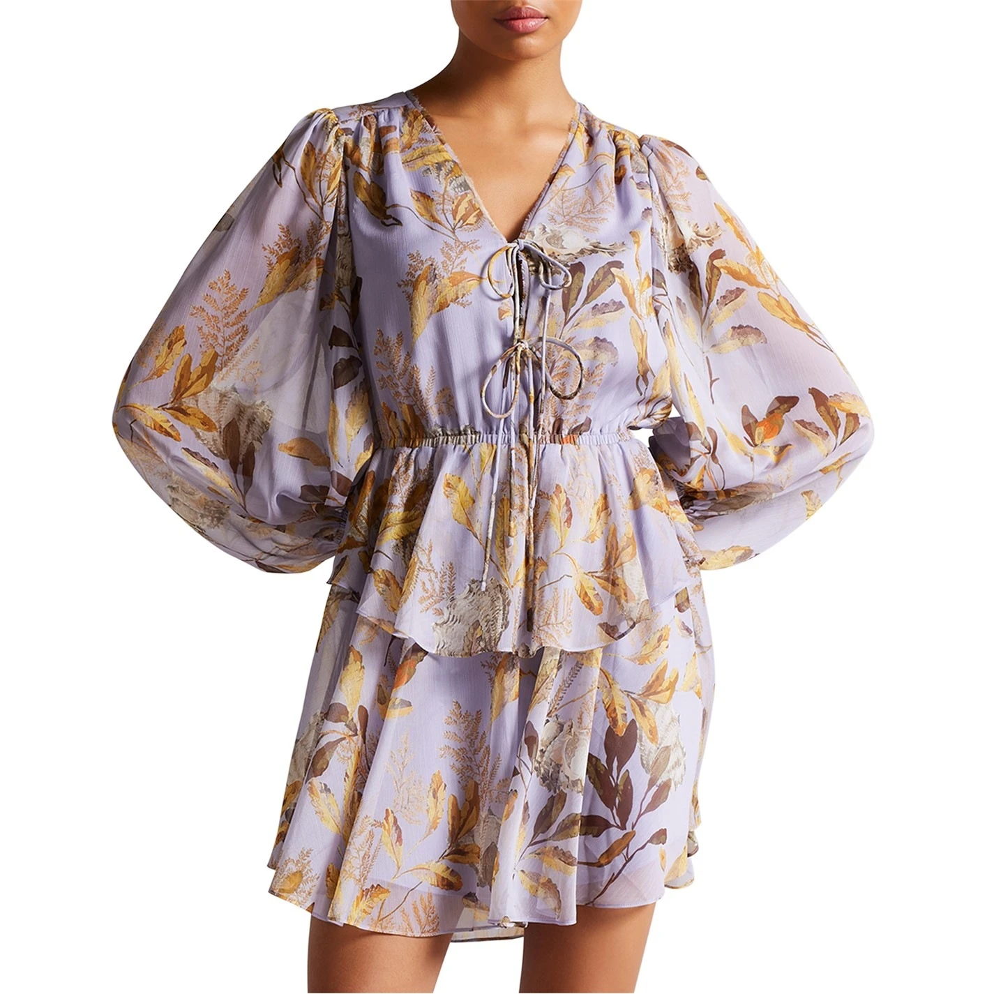 Ted Baker Gretia V-Neck Dress for Dresses Colour Lilac 6 Ted Baker Gretia V-Neck Dress for Dresses Colour Lilac - Image 4