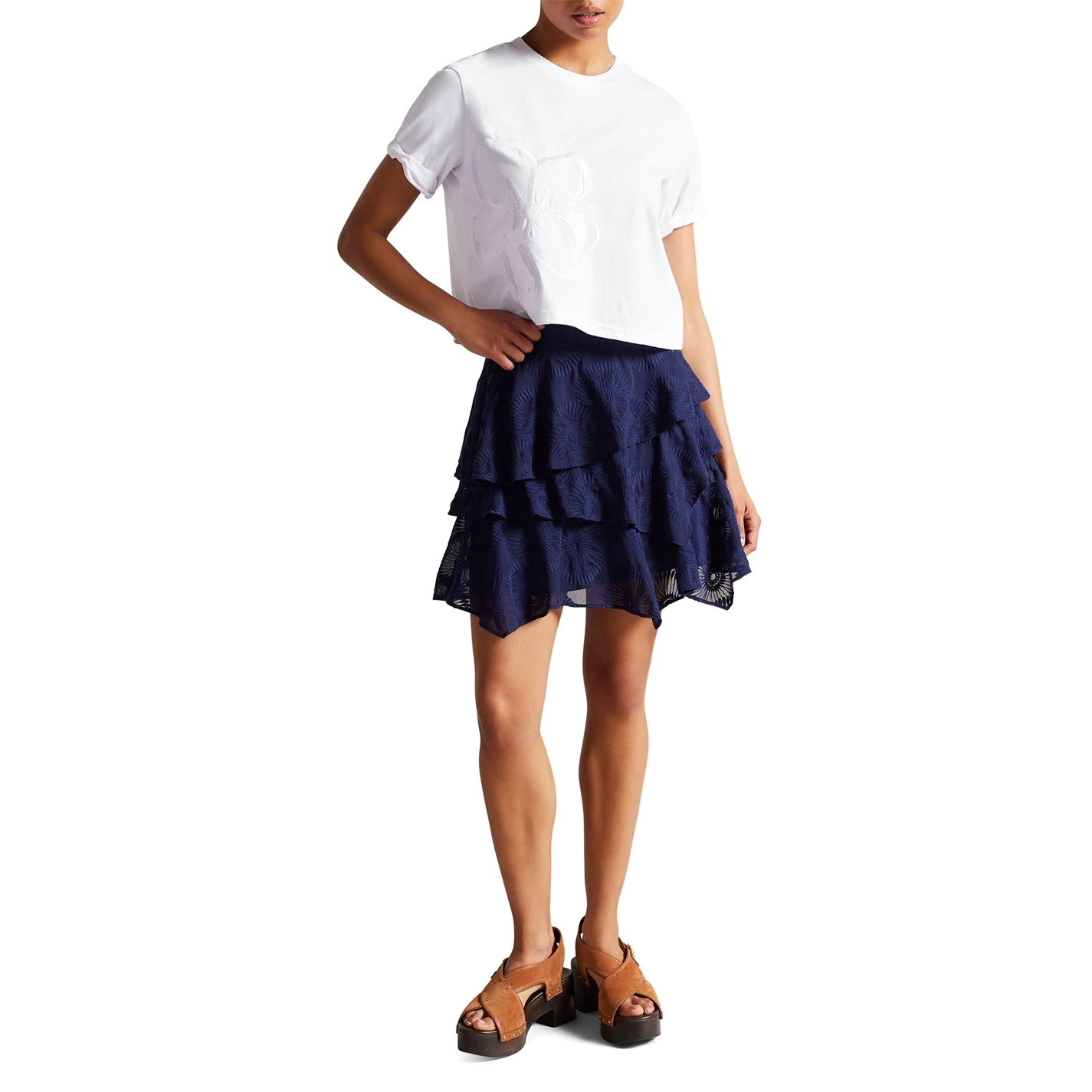 Ted Baker Carmyn Embroidered T-Shirt for Tops Colour White 4 Ted Baker Carmyn Embroidered T-Shirt for Tops Colour White - Image 2