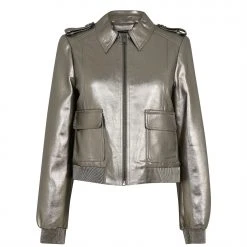 Ted Baker Briyella Metallic Bomber Jacket for Coats & Jackets Colour Silver