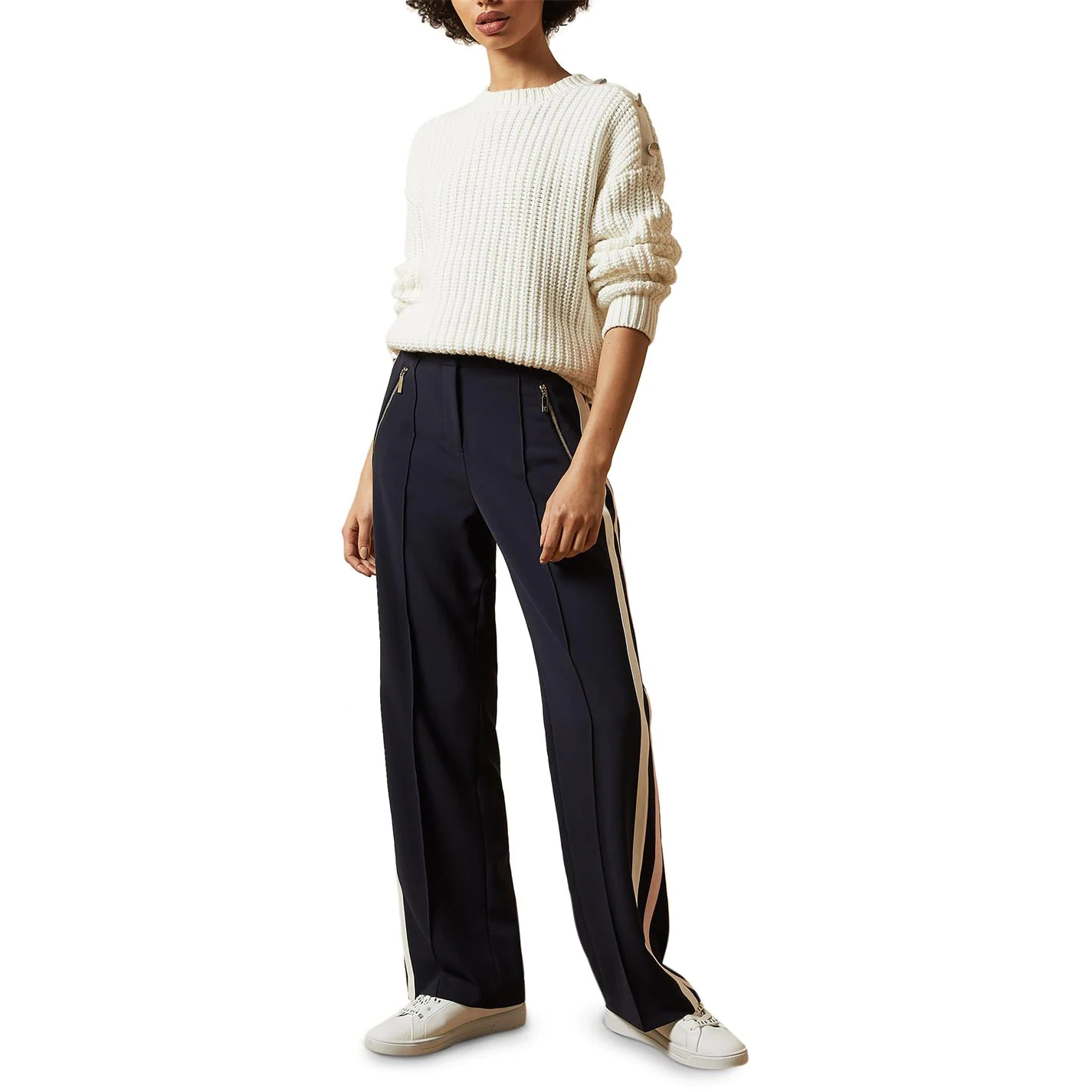 Ted Baker Stripe Wide Leg Trousers for Trousers Colour Dark Blue 4 Ted Baker Stripe Wide Leg Trousers for Trousers Colour Dark Blue - Image 2