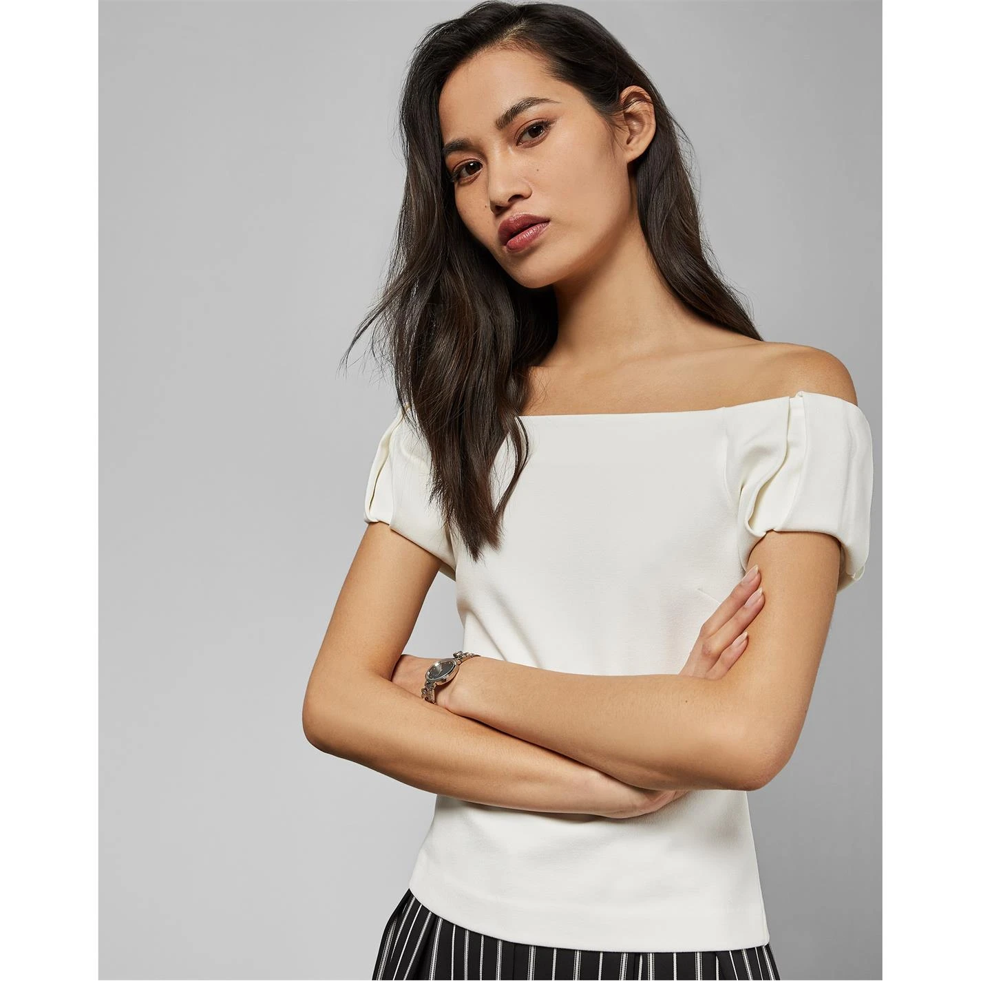 Ted Baker Dorento Off Shoulder Top for Tops Colour Ivory 4 Ted Baker Dorento Off Shoulder Top for Tops Colour Ivory - Image 2